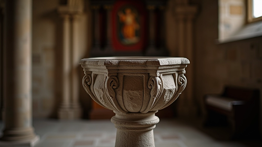 Senosios bažnyčios krikštyklos šrifto detalė, gotinės architektūros elementai